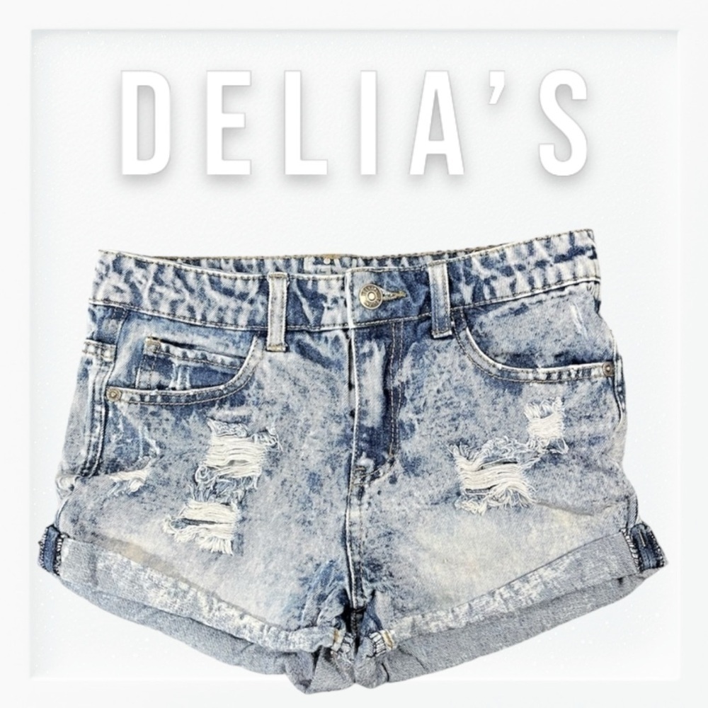 Delias Distressed Acid Wash Liv High Waisted Jean Shorts sz 3